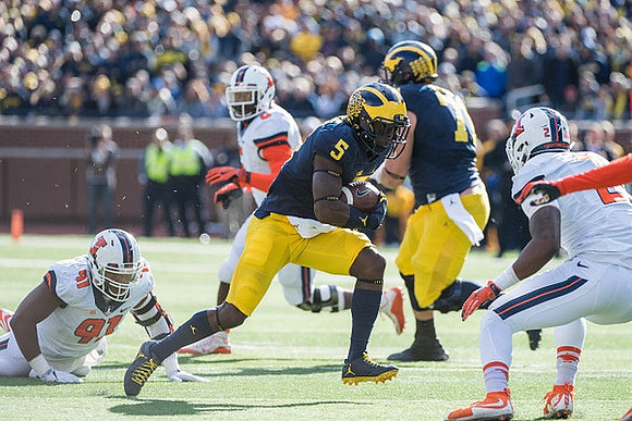 Jabrill Peppers (5) and Ben Braden (71)
