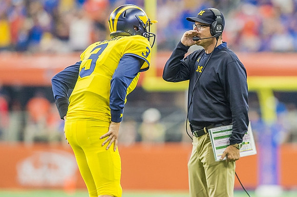 Wilton Speight (3) and Jim Harbaugh