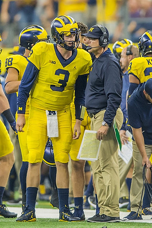 Wilton Speight (3) and Jim Harbaugh