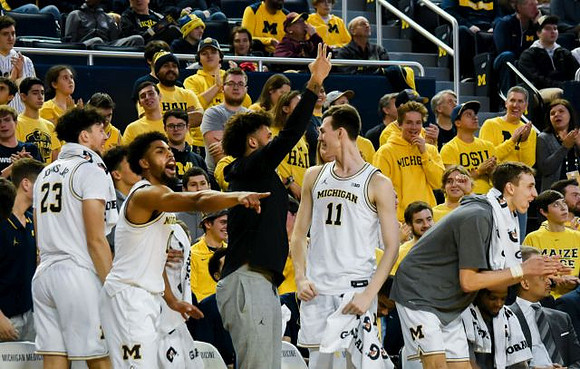 Brandon Johns Jr. (23), David DeJulius (0), Isaiah Livers (2), Colin Castleton (11), and Franz Wagner (21)