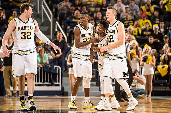 Ricky Doyle (32), Caris LeVert (23), Derrick Walton Jr. (10), and Duncan Robinson (22)
