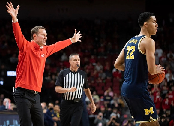 Nebraska Head Coach Fred Hoiberg and Caleb Houstan (22)