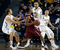 Spike Albrecht (2), Jordan Morgan (52), and Nik Stauskas (11)