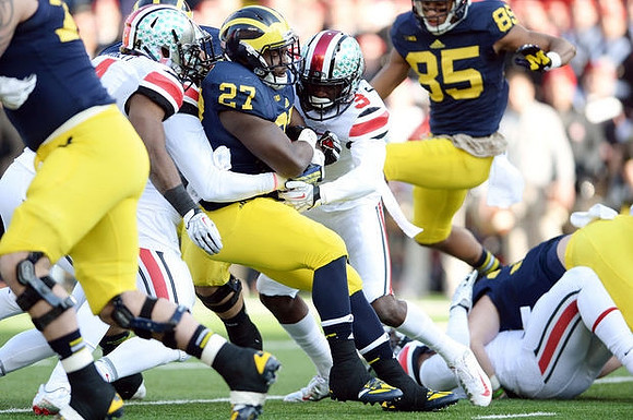 Derrick Green (27) and Joe Reynolds (85)