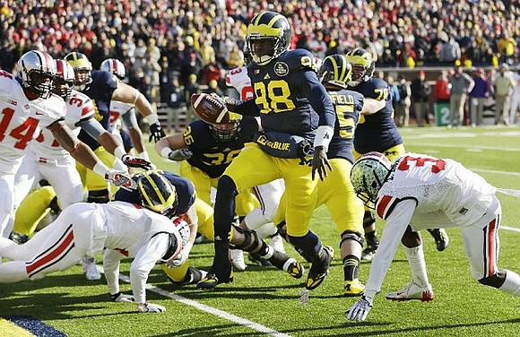 Ben Braden (71), Joe Kerridge (36), Taylor Lewan (77), Devin Gardner (98), Michael Schofield (75), and Erik Magnuson (78)