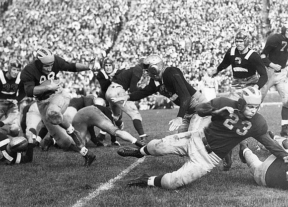 1940 Season-Michigan State: Tom Harmon (98) and David Nelson (23)