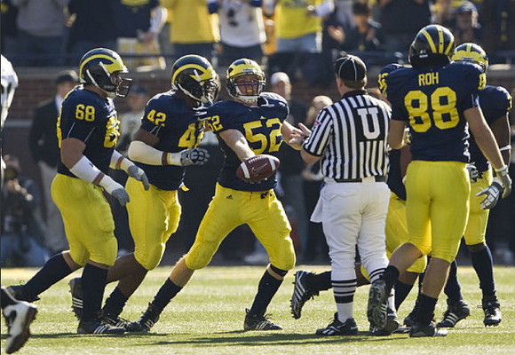 Mike Martin (68), J.B. Fitzgerald (42), Kevin Leach (52), Jordan Kovacs (32), Craig Roh (88), and Stevie Brown (3)