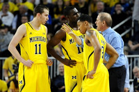 Glenn Robinson III (1), Tim Hardaway Jr. (10), Trey Burke (3), and John Beilein