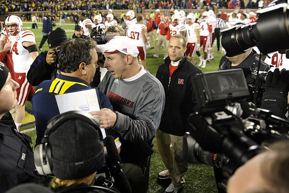 Brady Hoke and Nebraska Head Coach Bo Pelini