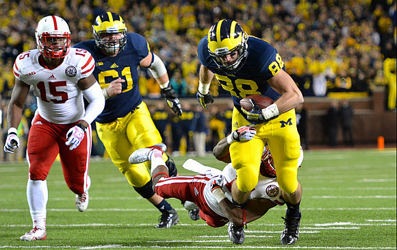 Graham Glasgow (61) and Jake Butt (88)