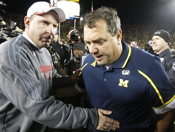 Nebraska Head Coach Bo Pelini and Brady Hoke