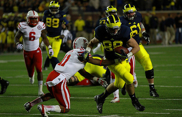 Jake Butt (88), Derrick Green (27), Jehu Chesson (86), and Graham Glasgow (61)