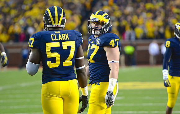 Frank Clark (57), Jake Ryan (47), and Channing Stribling (8)