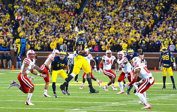 Jeremy Jackson (17), Devin Funchess (87), and Devin Gardner (98)