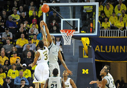 Trey Burke (3), Glenn Robinson III (1), and Mitch McGary (4)