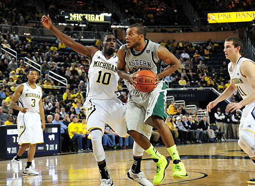 Trey Burke (3), Tim Hardaway Jr. (10), and Nik Stauskas (11)