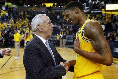 North Carolina Head Coach Roy Williams and Charles Matthews (1)