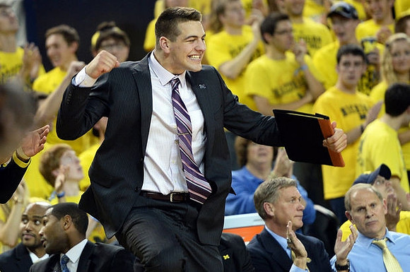 C.J. Lee, LaVall Jordan, Mitch McGary (4), Jeff Meyer, and John Beilein