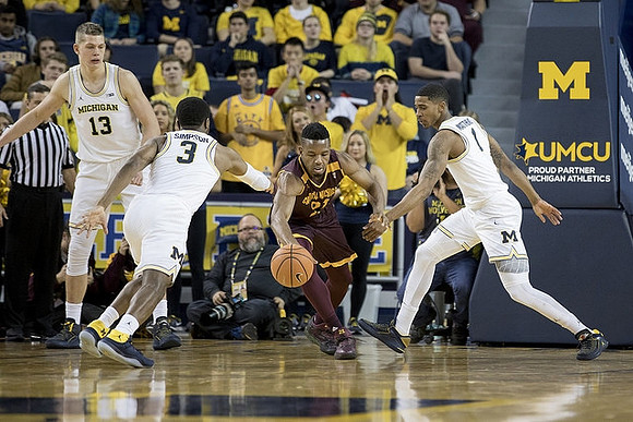 Moritz Wagner (13), Zavier Simpson (3), and Charles Matthews (1)