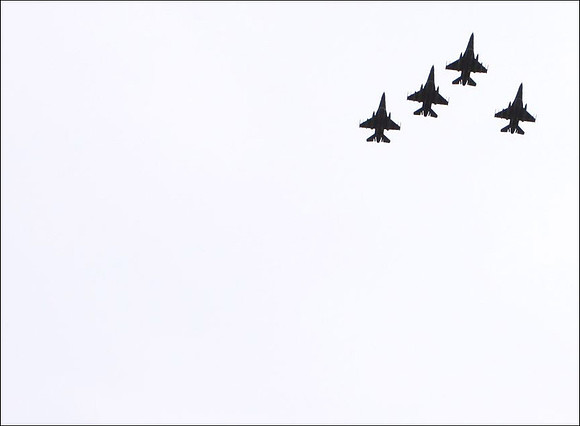 Four F-16 Aircraft Fly Over