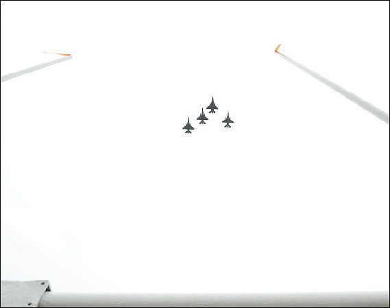 Four F-16 Aircraft Fly Over