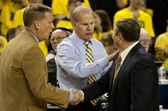 Jeff Meyer, John Beilein, and Hillsdale Head Coach John Tharp