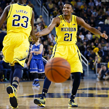 Caris LeVert (23) and Zak Irvin (21)