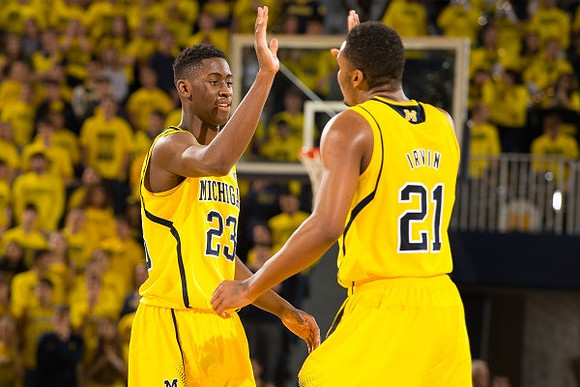 Caris LeVert (23) and Zak Irvin (21)