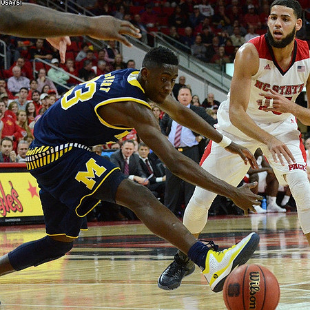 Caris LeVert (23) and North Carolina State Head Coach Mark Gottfried