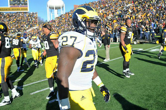 Devin Gardner (98), Dennis Norfleet (23), and Derrick Green (27)