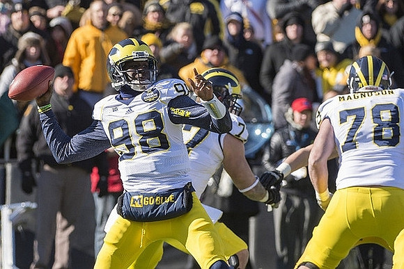 Devin Gardner (98), Taylor Lewan (77), and Erik Magnuson (78)