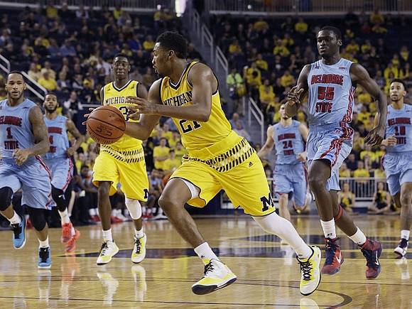 Caris LeVert (23) and Zak Irvin (21)