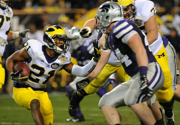Taylor Lewan (77), Jeremy Gallon (21), and Michael Schofield (75)