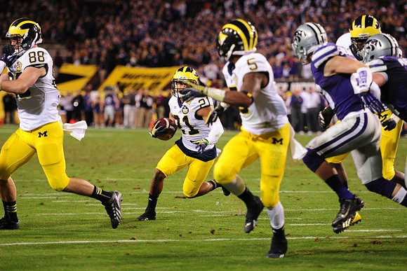 Jake Butt (88), Jeremy Gallon (21), and Justice Hayes (5)