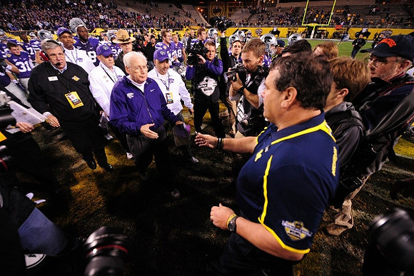 Kansas State Head Coach Bill Snyder and Brady Hoke