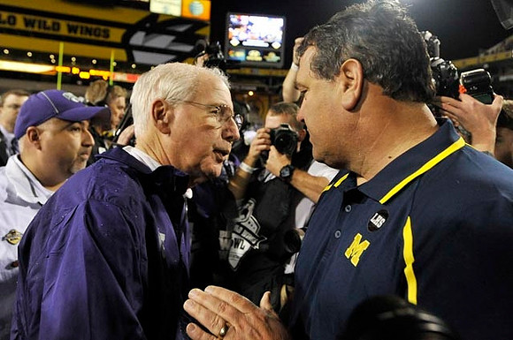 Kansas State Head Coach Bill Snyder and Brady Hoke