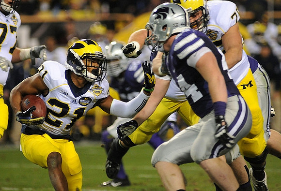 Taylor Lewan (77), Jeremy Gallon (21), and Michael Schofield (75)