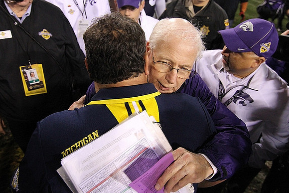 Brady Hoke and Kansas State Head Coach Bill Snyder