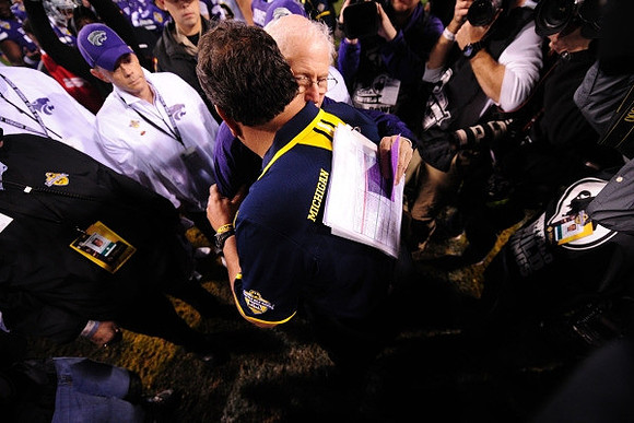 Brady Hoke and Kansas State Head Coach Bill Snyder