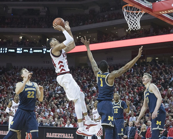 Duncan Robinson (22), Charles Matthews (1), Muhammad-Ali Abdur-Rahkman (12), and Moritz Wagner (13)