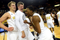 Mark Donnal (34), Moritz Wagner (13), Zak Irvin (21), and Aubrey Dawkins (24)