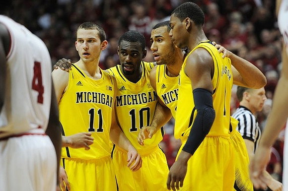 Nik Stauskas (11), Tim Hardaway Jr. (10), Jon Horford (15), and Glenn Robinson III (1)