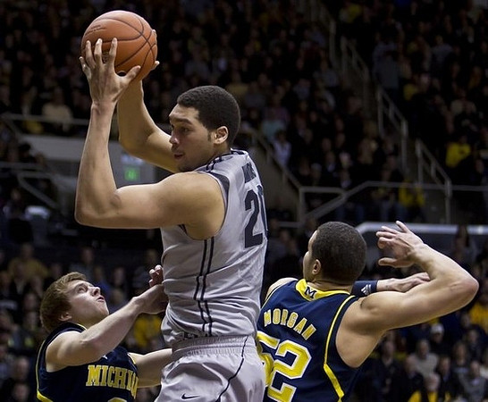Spike Albrecht (2) and Jordan Morgan (52)