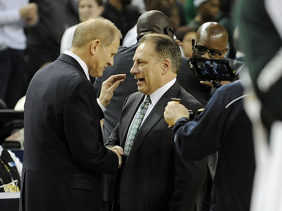 John Beilein and Michigan State Head Coach Tom Izzo