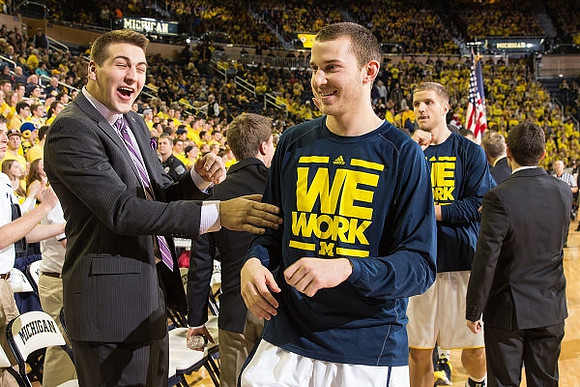 Mitch McGary (4), Nik Stauskas (11), and Max Bielfeldt (44)