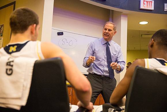 Nik Stauskas (11), John Beilein, and Glenn Robinson III (1)