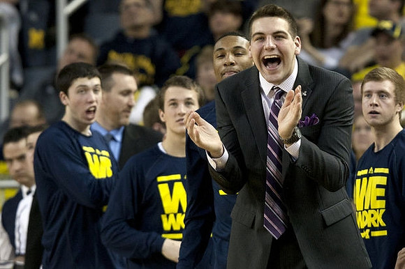 Sean Lonergan (20), Andrew Dakich (5), Zak Irvin (21), Mitch McGary (4), and Spike Albrecht (2)