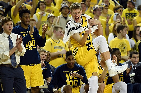 Spike Albrecht (2), Aubrey Dawkins (24), Kameron Chatman (3), and Moritz Wagner (13)
