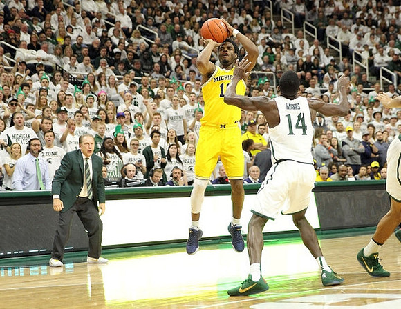 Michigan State Head Coach Tom Izzo and Derrick Walton Jr. (10)
