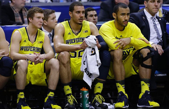Spike Albrecht (2), Jordan Morgan (52), Jon Horford (15), and Mitch McGary (4)